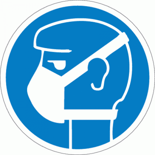 Aufkleber Gebotsschild "leichten Atemschutz benutzen" Folie ISO 7010 Ø20cm blau