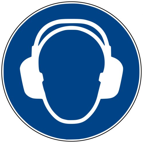 Aufkleber Gebotsschild Zeichen "Gehörschutz benutzen"Folie ISO 7010 Ø5-30cm blau