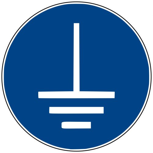 Aufkleber Gebotsschild Zeichen "Vor Benutzung erden" Folie ISO 7010 Ø5-30cm blau
