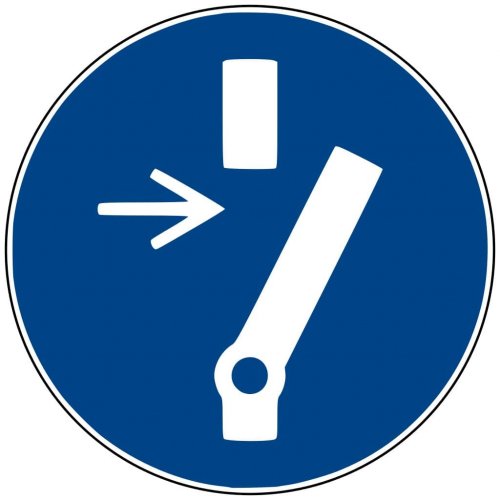 Aufkleber Gebotsschild"Vor Wartung oder Reparatur f." Folie ISO7010 Ø5-30cm blau