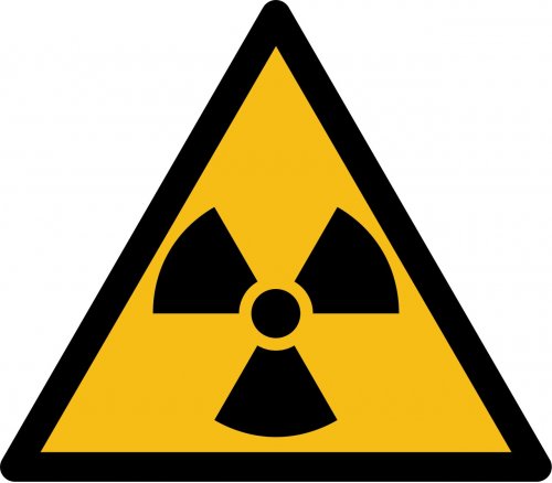 Aufkleber"Warnung radioaktiven Stoffen ion. Strahlen"Folie ISO 7010 5-30cm gelb