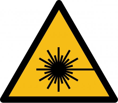 Warnaufkleber Warn Schild "Warnung vor Laserstrahl" Folie ISO 7010 5-30cm gelb