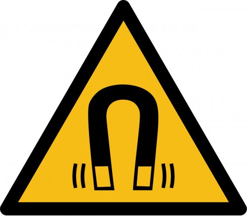 Aufkleber Warnschild "Warnung vor magnetischem Feld" Folie ISO 7010 5-30cm gelb