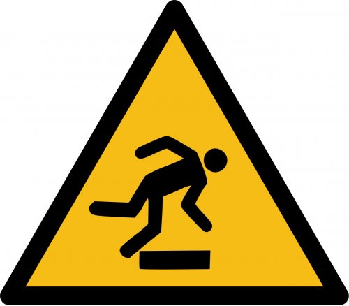 Aufkleber Schild "Warnung vor Hindernissen am Boden" Folie ISO 7010 5-30cm gelb