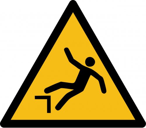 Aufkleber Warn Schild "Warnung vor Absturzgefahr" Folie ISO 7010 5-30cm gelb