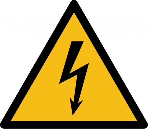 Aufkleber Schild "Warnung vor elektrischer Spannung" Folie ISO 7010 5-30cm gelb