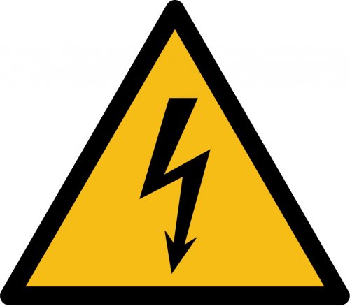 Aufkleber „Warnung vor elektrischer Spannung“ Etikett ISO 7010, gelb | Größe wählbar