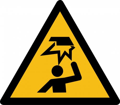 Aufkleber "Warnung vor Hindernissen im Kopfbereich" Folie ISO 7010 5-30cm gelb