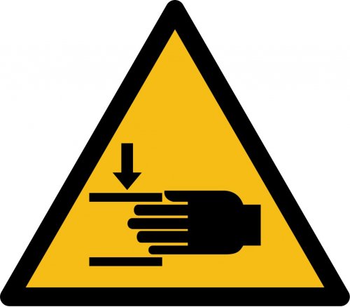 Warnaufkleber „Warnung vor Handverletzungen“ Etikett ISO 7010, gelb | Größe wählbar