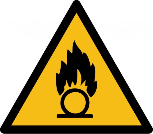 Warnaufkleber „Warnung vor brandfördernden Stoffen“ Etikett ISO 7010,gelb | Größe wählbar