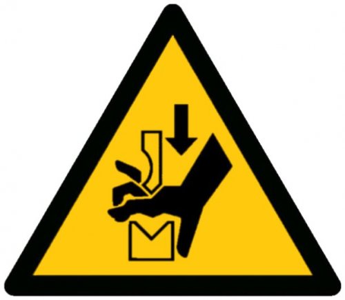 Warnaufkleber Schild "Warnung vor Quetschgefahr" Folie ISO 7010 5-30cm gelb