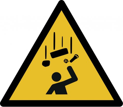 Warnaufkleber"Warnung vor herabfallenden Gegenständen"Folie ISO 7010 5-30cm gelb