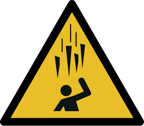 Warnaufkleber Dreieck Schild "Warnung vor Eisschlag" Folie ISO 7010 5-30cm gelb