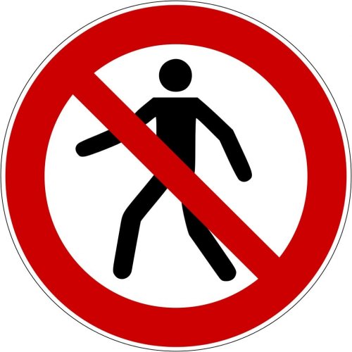 Verbotsaufkleber Schild "Für Fußgänger verboten" Folie ISO 7010 Ø5-30cm rot