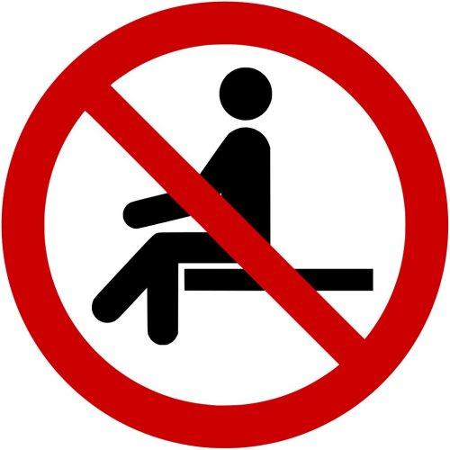 Aufkleber Verbotszeichen Schild "Sitzen verboten" Folie ISO 7010 Ø5-30cm rot
