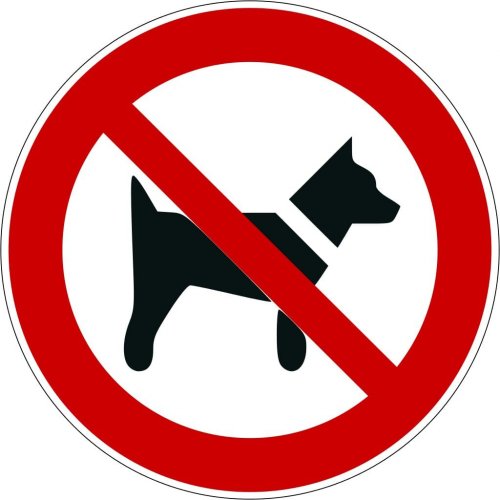 Verbotsaufkleber "Mitführen von Hunden verboten" Folie ISO 7010 Ø5-30cm rot