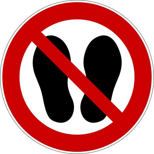 Verbotsaufkleber Schild"Betreten der Fläche verboten" Folie ISO 7010 Ø5-30cm rot