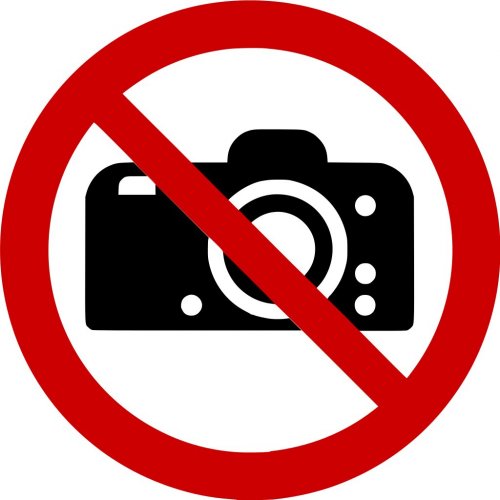 Verbotsaufkleber Schild "Fotografieren verboten" Folie ISO 7010 Ø5-30cm rot