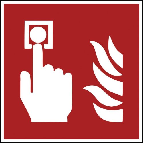 Aufkleber Brandschutzzeichen "Brandmelder" Symbol Schild 5x5cm Folie selbstklebend nach ISO 7010