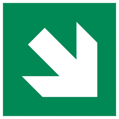 Aufkleber Rettungszeichen "Pfeil rechts unten" Symbol Schild 5-40cm ISO 7010
