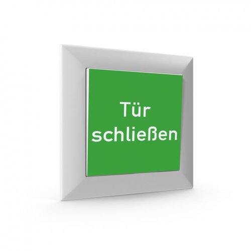 2 Stück Aufkleber für Taster Tür Schalter "Tür schließen" 52x52mm Folie grün made by MBS-SIGNS in Germany