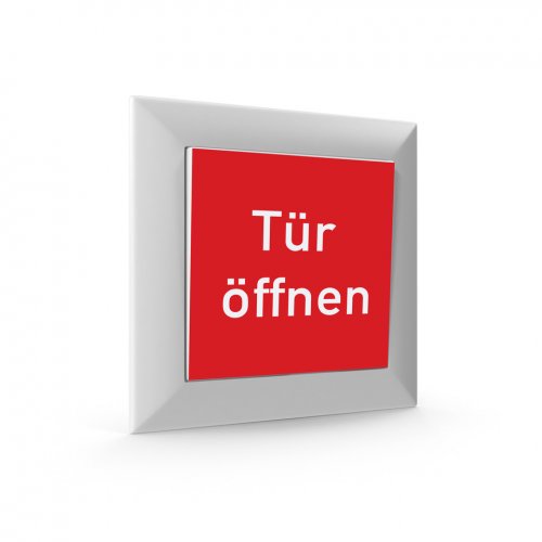 2 Stück Aufkleber für Taster Tür Schalter "Tür öffnen" 52x52mm Folie rot made by MBS-SIGNS in Germany