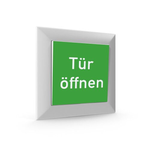 2x Aufkleber für Taster Tür Schalter „Tür öffnen“ Etikett, grün | 5,2x5,2 cm
