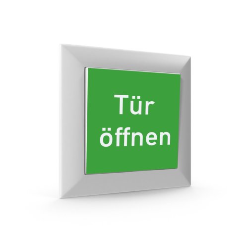 2 Stück Aufkleber für Taster Tür Schalter "Tür öffnen" 52x52mm Folie grün