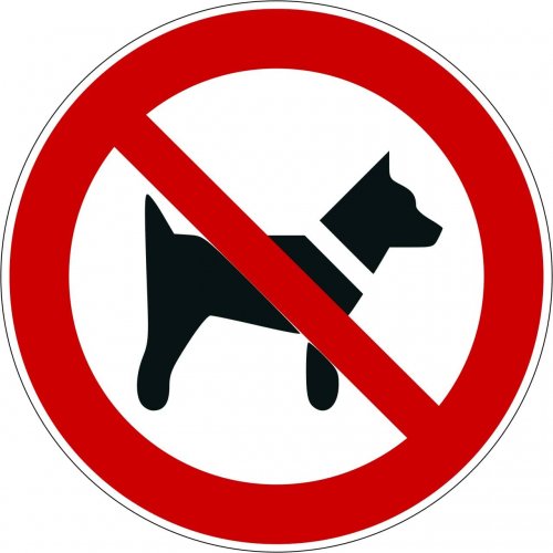 XXL Aufkleber Verbotsschild"Mitführen von Hunden verboten" ISO 7010 Ø40-60cm rot