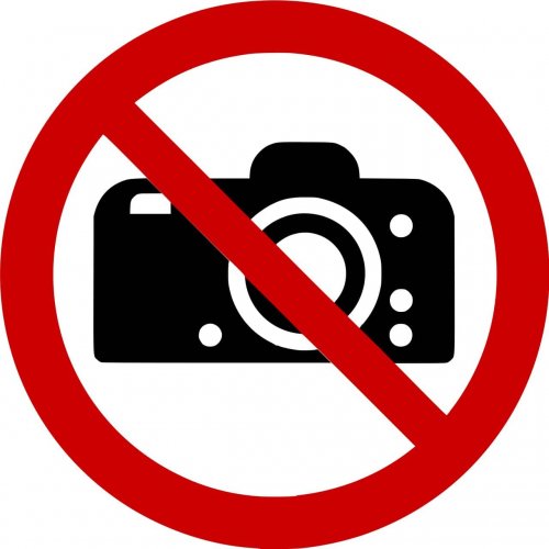 XXL Aufkleber „Fotografieren verboten“ Etikett ISO 7010, rot | Größe wählbar