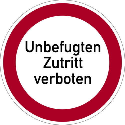 Aufkleber Verbotszeichen Verbot „Unbefugten Zutritt verboten“ Etikett, rot | Größe wählbar