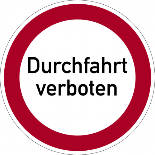 Aufkleber Verbotszeichen Verbot „Durchfahrt verboten“ Etikett, rot | Größe wählbar