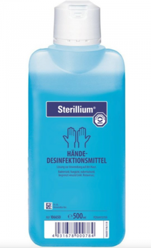 Händedesinfektionsmittel STERILLIUM 500ml + Druckespender mit Schale Set