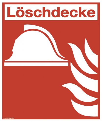 Aufkleber Löschdecke 15x18cm ISO7010 Text "Löschdecke" Folie, rot