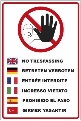 Aufkleber "Betreten verboten" Mehrsprachig Schild Hinweis Warn Verbot 20x30cm