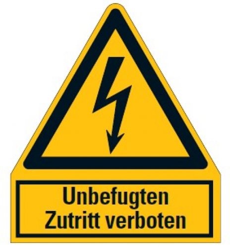 Aufkleber "Unbefugten Zutritt verboten"Warn Schild ISO 7010 210x245mm signalgelb