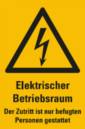 Aufkleber "Elektrischer Betriebsraum.." Warnung Hinweis ISO 7010 Schild 12x20cm