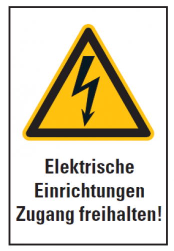 Warnaufkleber „Elektrische Einrichtungen Zugang freih..“ ISO 7010 Etikett | 12x20 cm