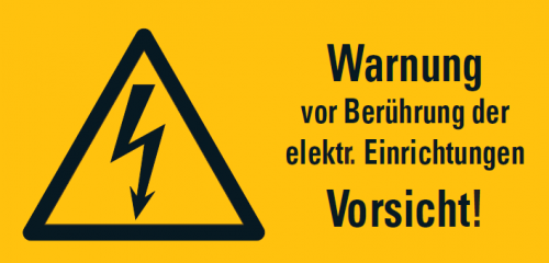 Warnaufkleber "Warnung vor Berührung der elektr. Einricht.."37x74/52x105/74x148mm