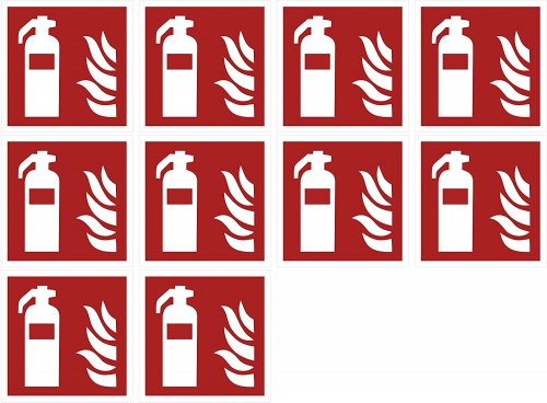 10xAufkleber Brandschutzzeichen "Feuerlöscher" Symbol Schild 5-40cm Folie ISO 7010