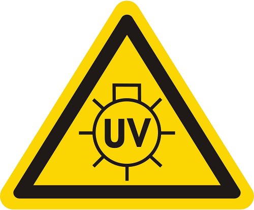Warnaufkleber Warnung "UV-Strahlen" Dreieck Schild Folie SL 5-30cm, signalgelb