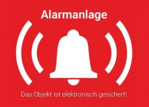 Warnaufkleber „Alarmanlage Das Objekt..“ Hinweisetikett, rot | Größe wählbar