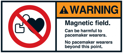 Warnaufkleber "WARNING Magnetic field. Can be harmful to.."35x80/45x100/70x160mm