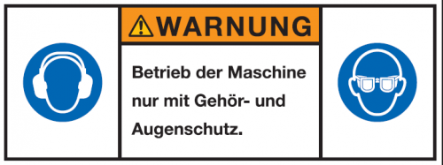 Warnaufkleber "WARNUNG Betrieb der Maschine.."Schild Folie 35x80/45x100/70x160mm