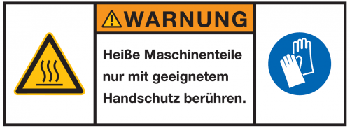 Warnaufkleber „WARNUNG Heiße Maschinenteile..“ Etikett | Größe wählbar