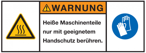 Warnaufkleber "WARNUNG Heiße Maschinenteile.."Schild Folie 35x80/45x100/70x160mm