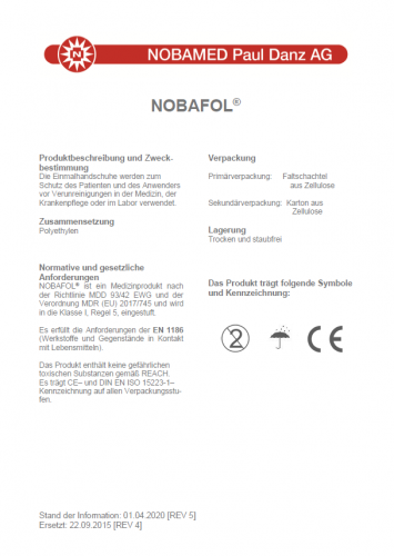 NOBAFOL Folienhandschuhe Einmalhandschuhe aus Kunststofffolie Größe S - 100 St.