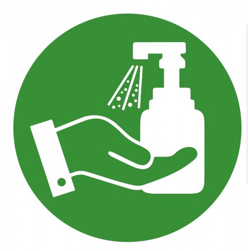 Aufkleber Hinweis „Bitte Hände desinfizieren“ Etikett, dunkelgrün | Größe wählbar