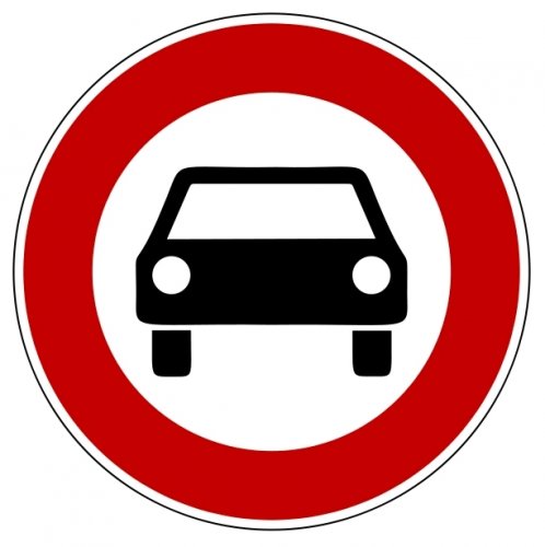Aufkleber "Verbot für Kraftwagen und sonstige mehrspurige Kraftfahrzeuge"Ø5-30cm