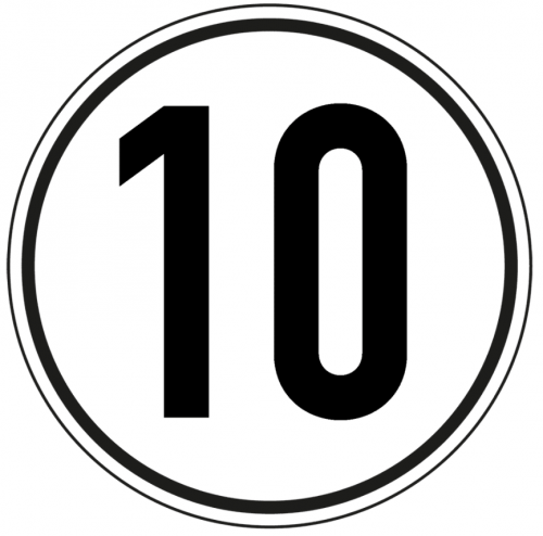 Aufkleber Geschwindigkeits-Schild "10 km/h" Folie gemäß StVZO § 58 | Ø5-30cm